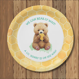 We Can Bear-ly Wait! Beer en Honey Baby Shower Papieren Bordje