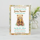 We Can Bear-ly Wait! Boy's Baby Shower Kaart (Staand voorkant)