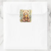 We Can Bear-ly Wait! Jongens babyfeestje Vierkante Sticker (Tas)
