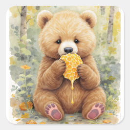 We Can Bear-ly Wait! Jongens babyfeestje Vierkante Sticker