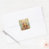 We Can Bear-ly Wait! Jongens babyfeestje Vierkante Sticker (Envelop)