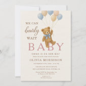 We Can Bearly Wait All in One Baby Girl Shower Kaart (Voorkant)