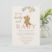 We Can Bearly Wait All in One Baby Girl Shower Kaart (Staand voorkant)