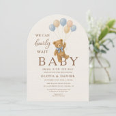 We Can Bearly Wait Baby Boy Bear Couple Shower Kaart (Staand voorkant)