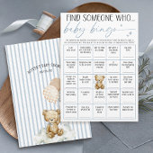 We Can Bearly Wait Baby Boy Shower Bingo Game Card Kaart