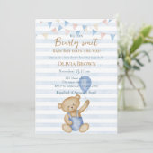 We Can Bearly Wait Baby Boy Shower Invitation Kaart (Staand voorkant)