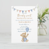 We Can Bearly Wait Baby Boy Shower Invitation Kaart (Staand voorkant)