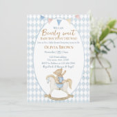 We Can Bearly Wait Baby Boy Shower Invitation Kaart (Staand voorkant)