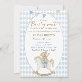 We Can Bearly Wait Baby Boy Shower Invitation Kaart