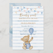 We Can Bearly Wait Baby Boy Shower Invitation Save The Date (Voorkant / Achterkant)