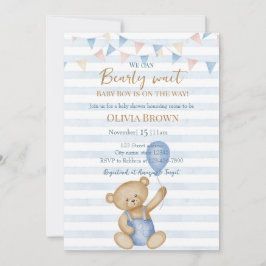 We Can Bearly Wait Baby Boy Shower Invitation Save The Date