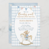 We Can Bearly Wait Baby Boy Shower Invitation Save The Date (Voorkant / Achterkant)
