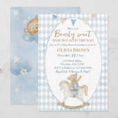 We Can Bearly Wait Baby Boy Shower Uitnodiging (Voorkant / Achterkant)