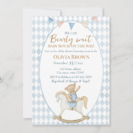 We Can Bearly Wait Baby Boy Shower Uitnodiging
