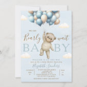 We Can Bearly Wait Baby Cute Bear Baby Shower Boy Kaart (Voorkant)