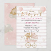 We Can Bearly Wait Baby Girl Shower Invitation Save The Date (Voorkant / Achterkant)