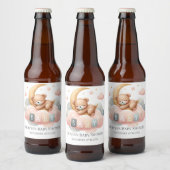 We Can Bearly Wait Baby Girl Shower Pink Bier Etiket (Flessen)