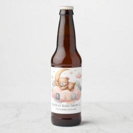 We Can Bearly Wait Baby Girl Shower Pink Bier Etiket