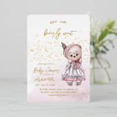 We Can Bearly Wait Baby Meisje Shower Folie Uitnodiging (Staand Voorkant)