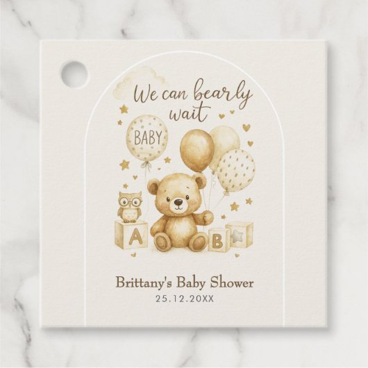 We Can Bearly Wait Baby Shower Bedankjes Labels (Voorkant)