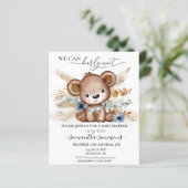 We Can Bearly Wait Baby Shower Beer Boho Blauw (Staand voorkant)