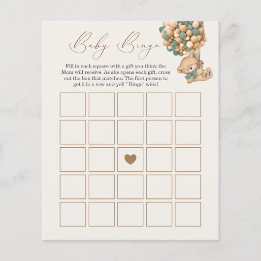 We Can Bearly Wait Baby Shower Bingo Spel (Voorkant)