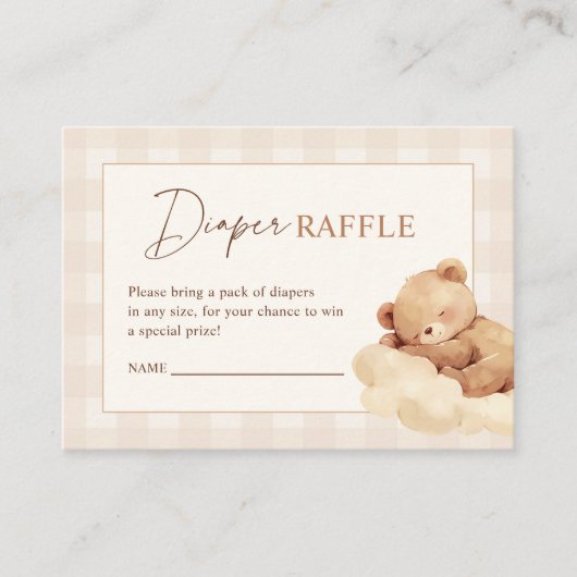 We Can Bearly Wait Baby Shower Diaper Raffle Informatiekaartje (Voorkant)
