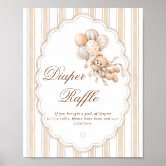 We Can Bearly Wait Baby Shower Diaper Raffle Poster