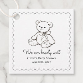 "We Can Bearly Wait" Baby Shower Gender Neutral Bedankjes Labels