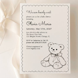 "We Can Bearly Wait" Baby Shower Gender Neutral Kaart