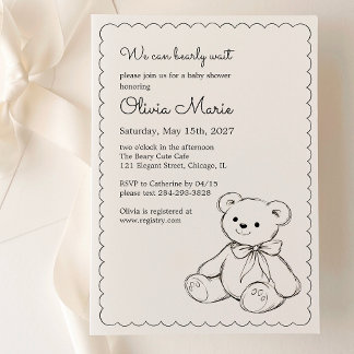 "We Can Bearly Wait" Baby Shower Gender Neutral Kaart