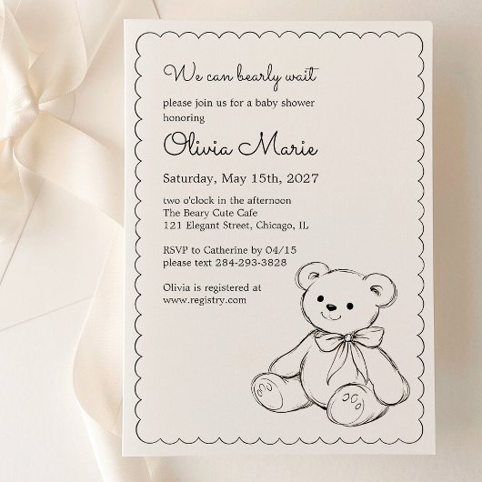 "We Can Bearly Wait" Baby Shower Gender Neutral Kaart