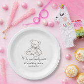 "We Can Bearly Wait" Baby Shower Gender Neutral Papieren Bordje (Feest)