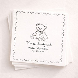 "We Can Bearly Wait" Baby Shower Gender Neutral Servet