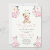 We can Bearly wait Baby Shower Girl Invitation Kaart (Voorkant)