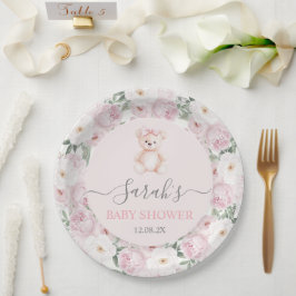 We can Bearly Wait Baby Shower Girl Papieren Bordje