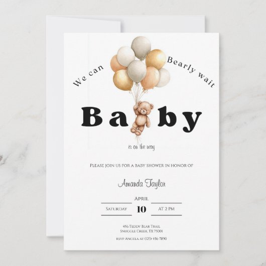 We Can Bearly Wait Baby Shower Invitation Kaart (Voorkant)