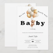 We Can Bearly Wait Baby Shower Invitation Kaart (Voorkant / Achterkant)