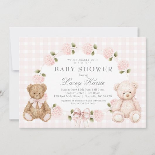 We can bearly wait baby shower invitation kaart (Voorkant)