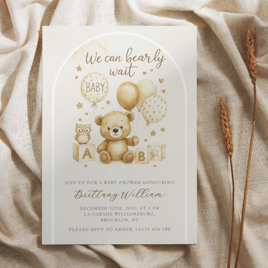 We Can Bearly Wait Baby Shower Invitation Kaart