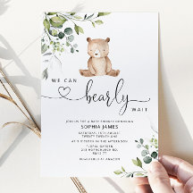 We can bearly wait baby shower invitation