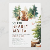 We Can Bearly Wait Baby Shower Invitation Photo Kaart (Voorkant)