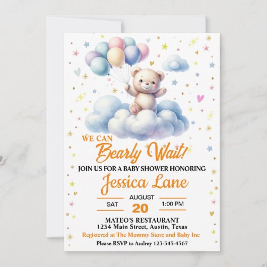 We Can Bearly Wait, Baby Shower Kaart (Voorkant)