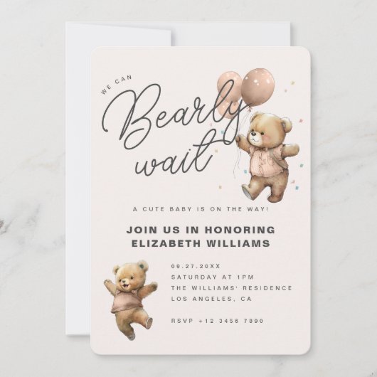 We Can Bearly Wait Baby Shower Kaart (Voorkant)