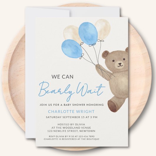We Can Bearly Wait Baby Shower Kaart