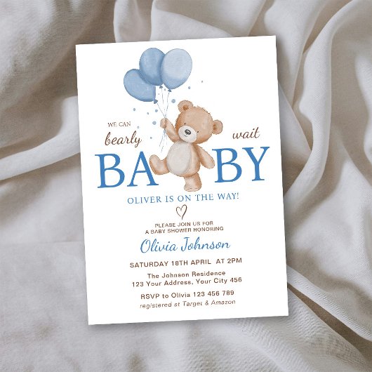 We Can Bearly Wait Baby Shower Kaart