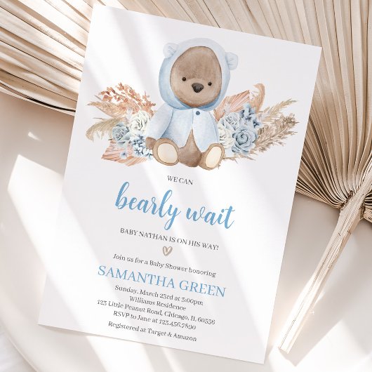 We Can Bearly Wait Baby Shower Kaart
