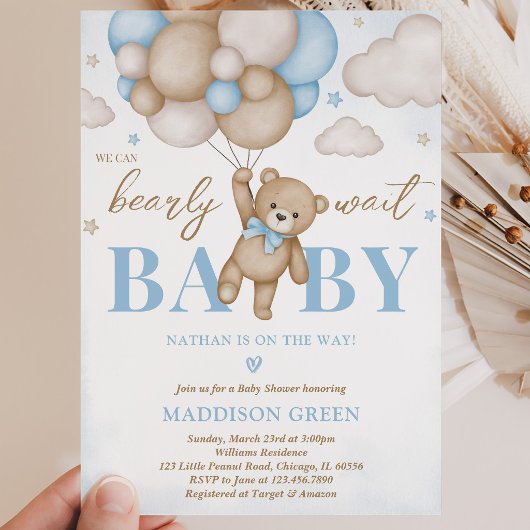 We Can Bearly Wait Baby Shower Kaart