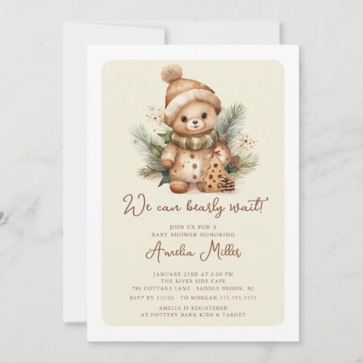 We Can Bearly Wait Baby Shower Kaart (Voorkant)