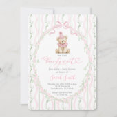 We Can Bearly Wait Baby Shower Meisje Kaart (Voorkant)